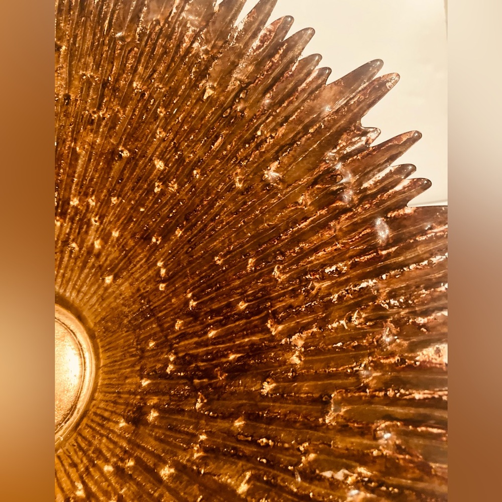 🔥 Rare Vintage MCM Lg Gold & Bronze Icicle Art Glass Decorative Centerpiece Bowl - Picture 6 of 16